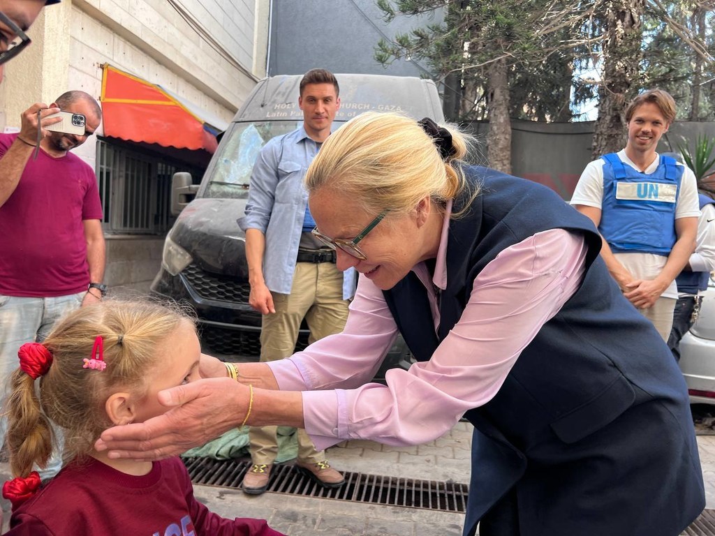 Sigrid Kaag UN Senior Humanitarian and Reconstruction Coordinator for Gaza, meets displaced people in Gaza City. Sigrid Kaag UN Senior Humanitarian and Reconstruction Coordinator for Gaza, meets displaced people in Gaza City.