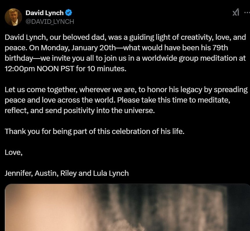 David Lynch remembered by his children as a guiding light after death