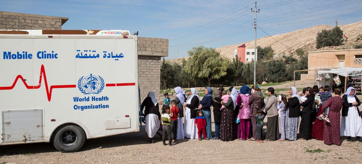 A WHO mobile clinic provides services in Duhok, Iraq. (file) A WHO mobile clinic provides services in Duhok, Iraq. (file)
