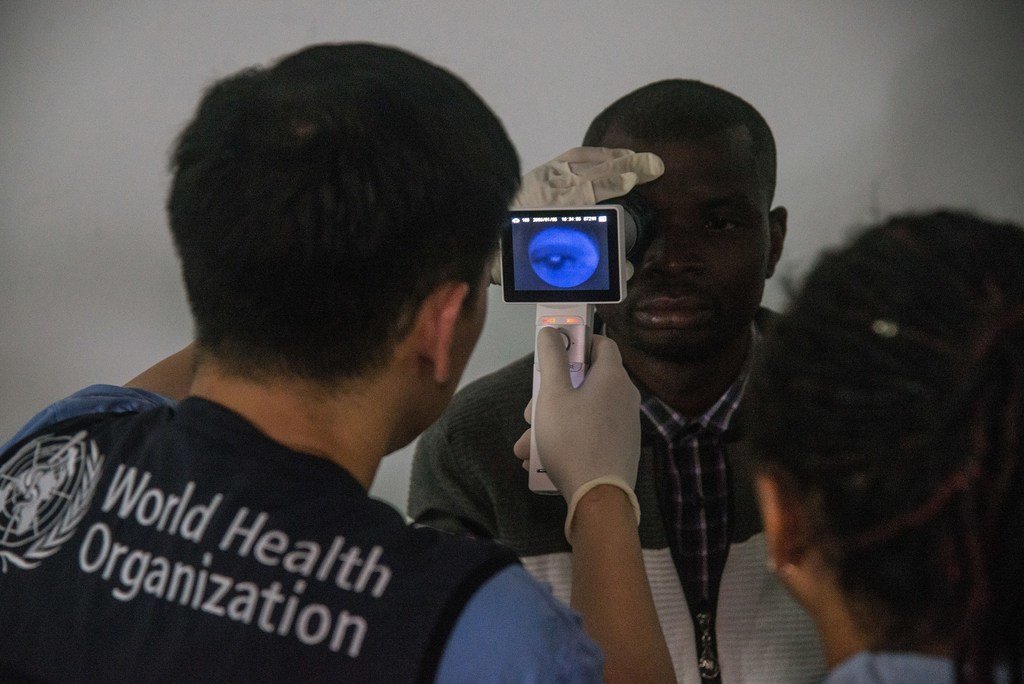 An Ebola virus survivor in the Democratic Republic of Congo gets his eyes checked at a WHO-supported eye clinic in North Kivu. (file) An Ebola virus survivor in the Democratic Republic of Congo gets his eyes checked at a WHO-supported eye clinic in North Kivu. (file)