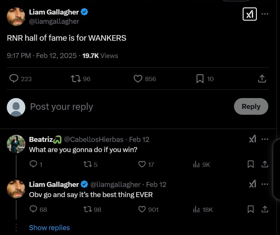 Liam Gallagher Slams Rock Hall of Fame After Oasis -Nomination