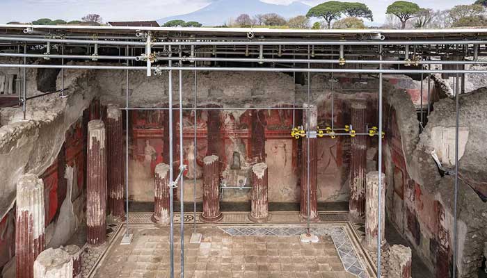 A general overview of the place where a rare giant frieze that has just been uncovered in the old town of Pompeii in this distribution picture released on February 26, 2025. - Reuters