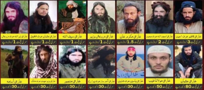 A combination of distribution images released by the Counter Terrorism Department (CTD) on March 1, 2025, photographs of 14 terrorists show. - Ctd