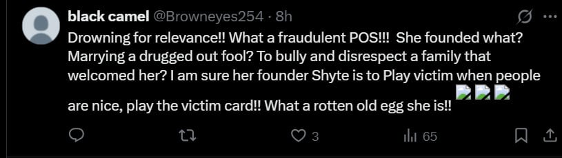 'Rotten Meghan Markle called' Founder of 'Shyte and Wife of' Delged Out Fool