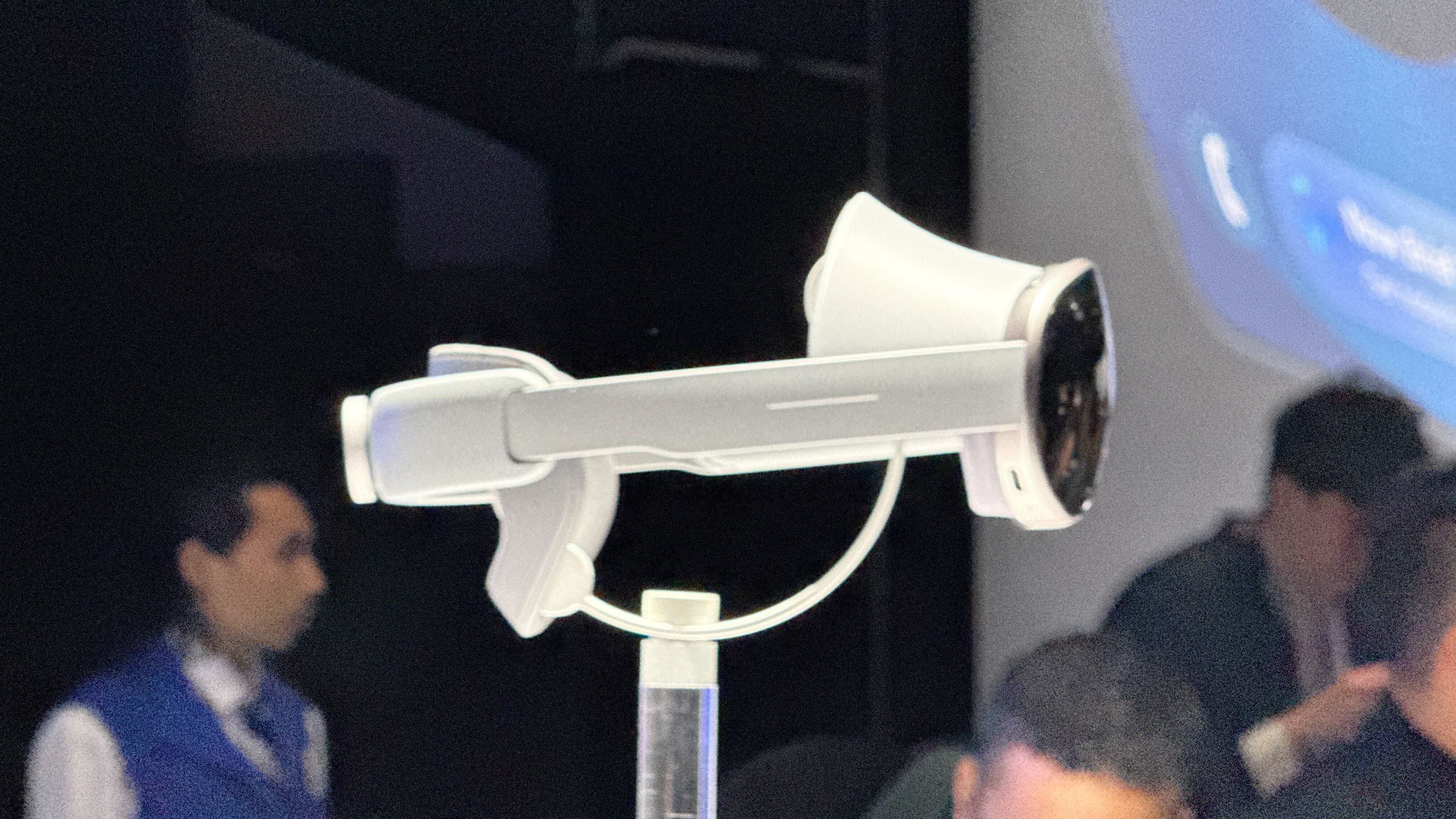 Project Moohan prototype of the Samsung Galaxy Unpacked, an XR glasses headset on display in a show area