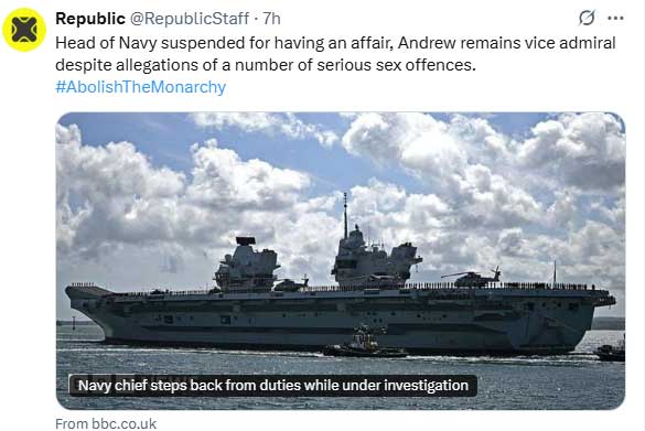 Prince Andrews ranks under control after the Navy chief was removed