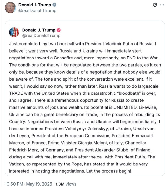 Putin agrees with Trump to work with Ukraine on Memorandum about possible peace agreement