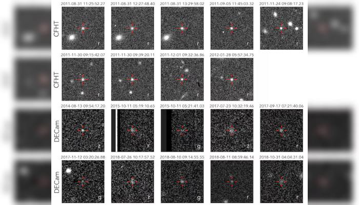 Cutting images of all 19 detections of the recently identified trans-neptunic object named 2017 of 2011 seen from Canada France Hawaii Telescop