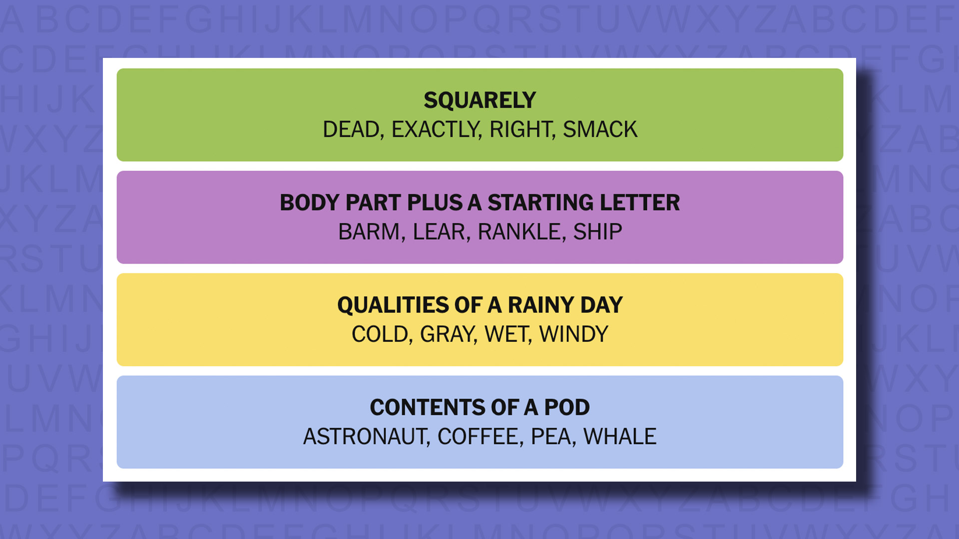 New -Connections Reply to Games 738 on a Purple Background