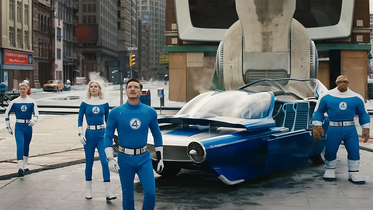 The Fantastic Four Standing on a New York Street by Fantasti-Car in Fantastic Four: First Steps