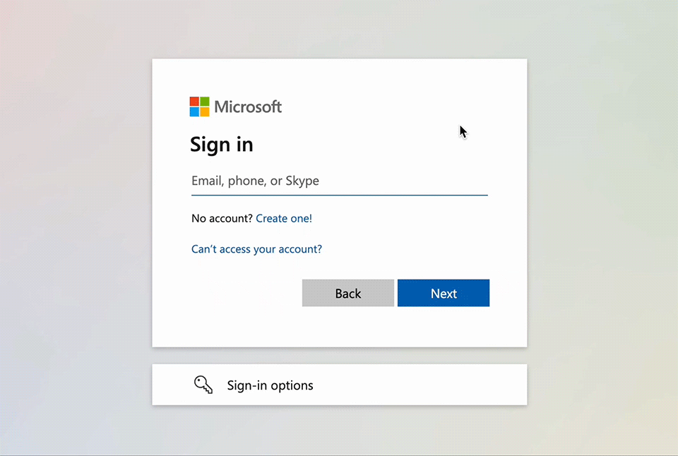 Microsoft password-free registration experience