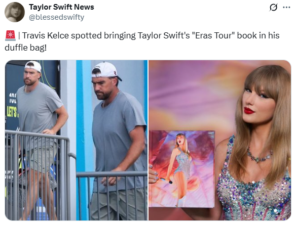 Travis Kelce Sparks Swiftie Frenzy After Epocher Tour Book Spotted in the Gymnastics