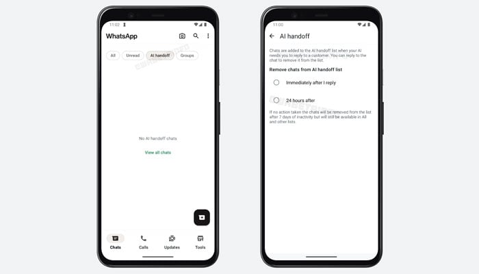 This screen shows the new WhatsApp feature. - Wabetainfo