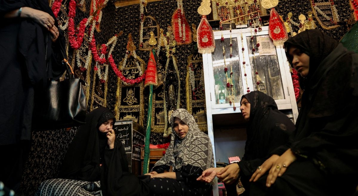 Mournful praying at a mosque under the memorial of Ashura in New Delhi, India, July 6, 2025. - Reuters