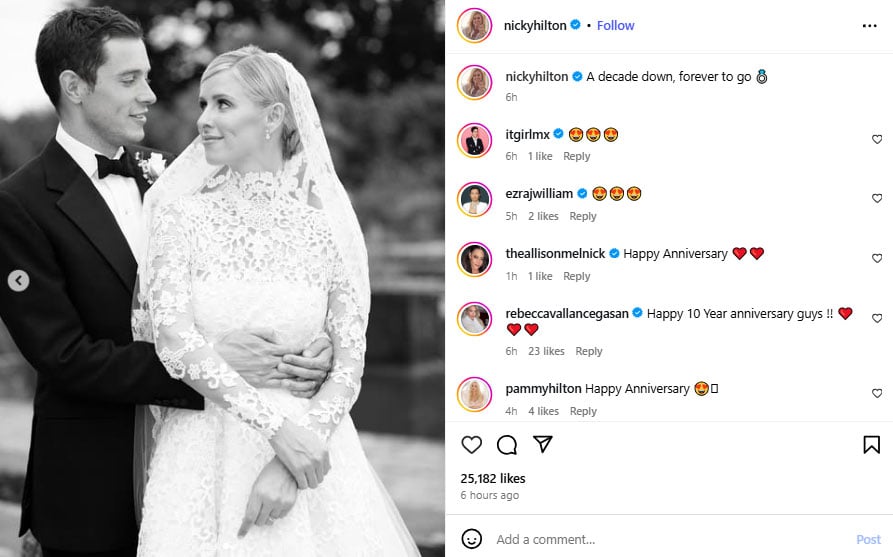 Nick Hilton marks the relationship milestone with man James Rothschild