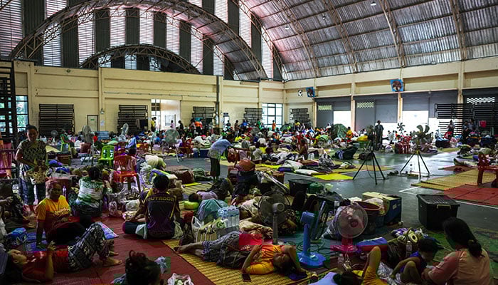 People rest inside a shelter, after Thailand and Cambodia exchanged heavy artillery in Surin, Thailand on July 25, 2025. - Reuters