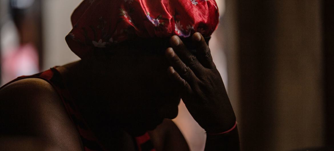 A survivor of rape rests in a place for internally displaced people in Port-Au-Prince.
