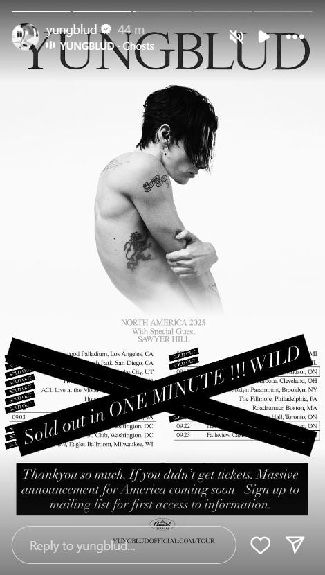 Yungblud celebrates selling new tour dates in one minute
