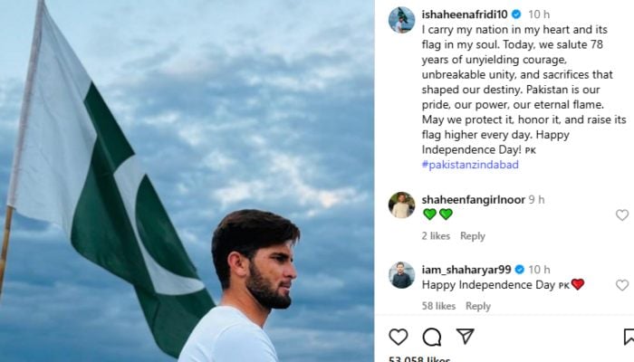 Shaheen Afridis Post to Mark Independence Day 2025. - Instagram/@Ishaheenafridi10