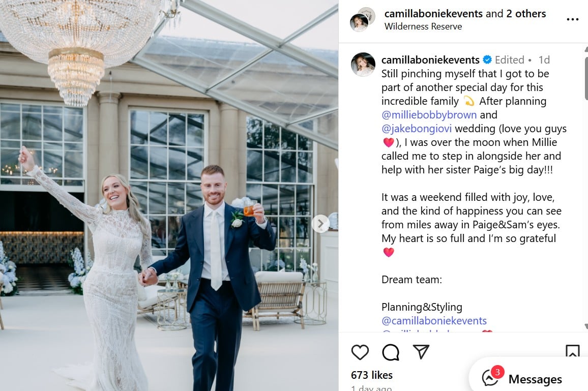 Millie Bobby Brown's older sister Paige ties the knot in intimate ceremony