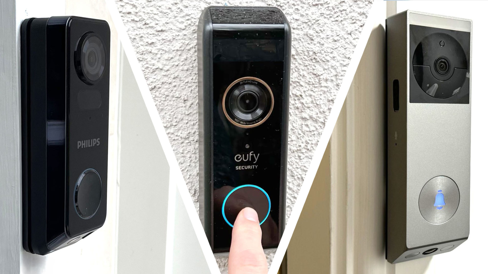 Divide image of three video derries mounted on walls