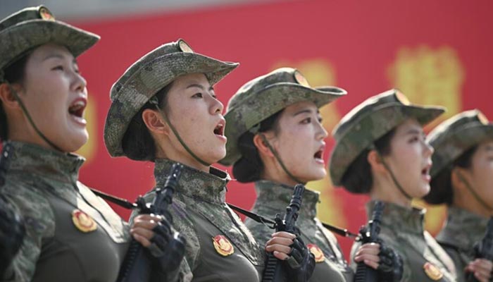 Chinese military personnel participate in a general test prior to a parade reminiscent of the 80th anniversary of the victory over Japan, which will be held on September 3 in Beijing. - AFP/file