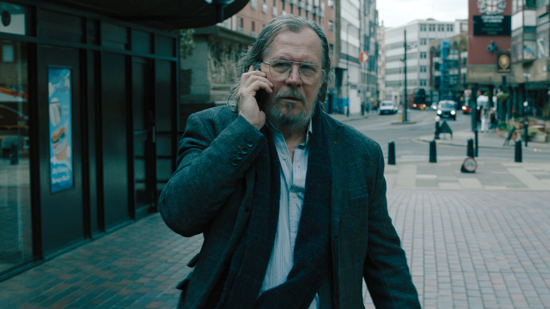 Jackson Lamb goes while he's talking on the phone in slow horses season 4