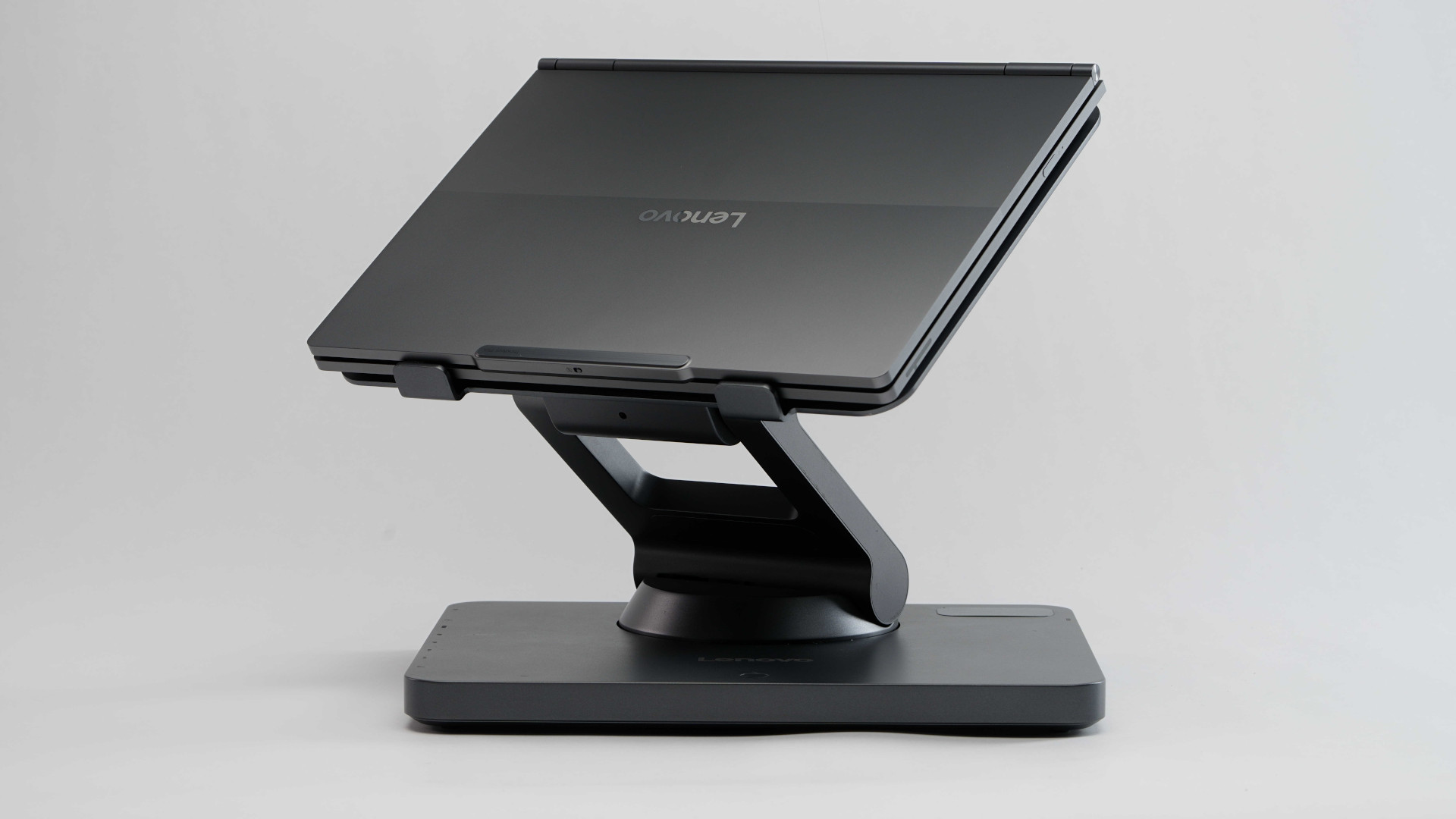 Lenovo Smart Motion Concept Stand displayed with laptop