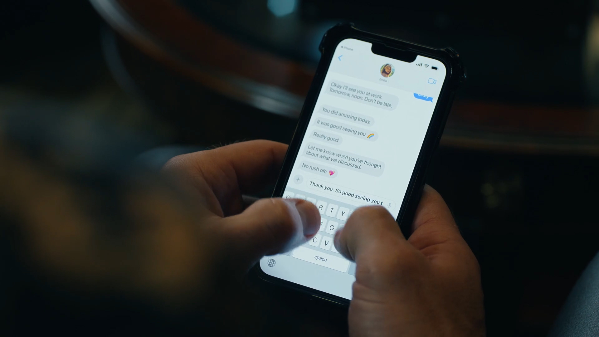 Chris Smith answers a lot of text messages from Emilia Harcourt 2 in Peacemaker Season 2 Section 3