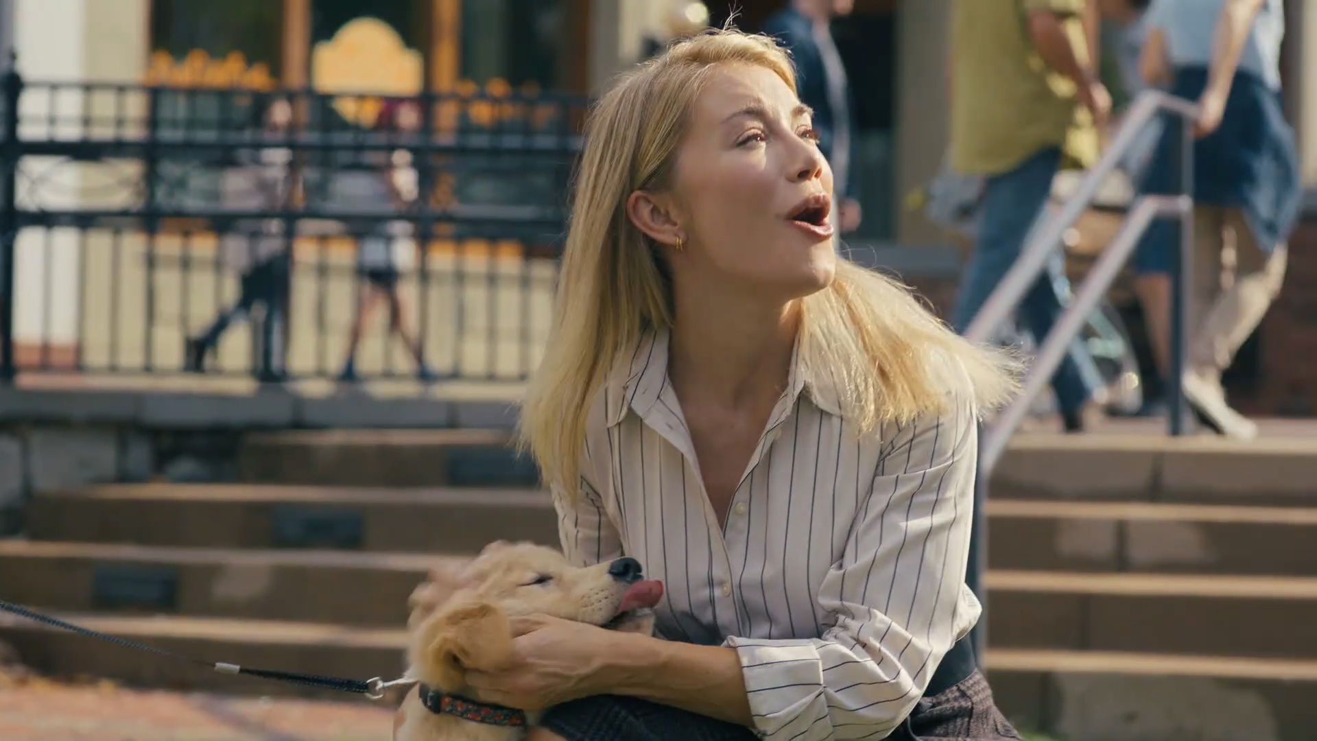 Emilia Harcourt 2 Petting A Puppy in Peacemaker Season 2 Section 3