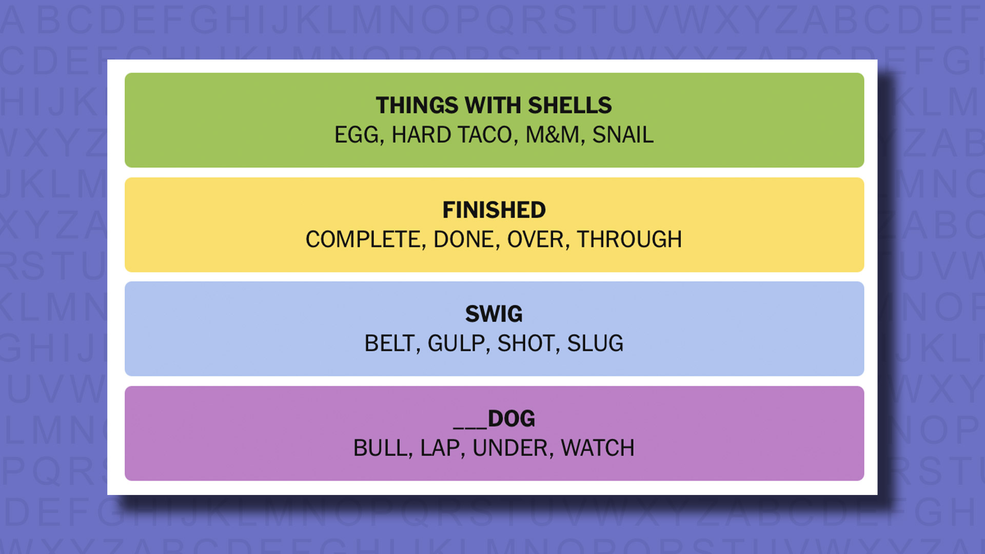 New -Connections Reply to Games 821 on a purple background