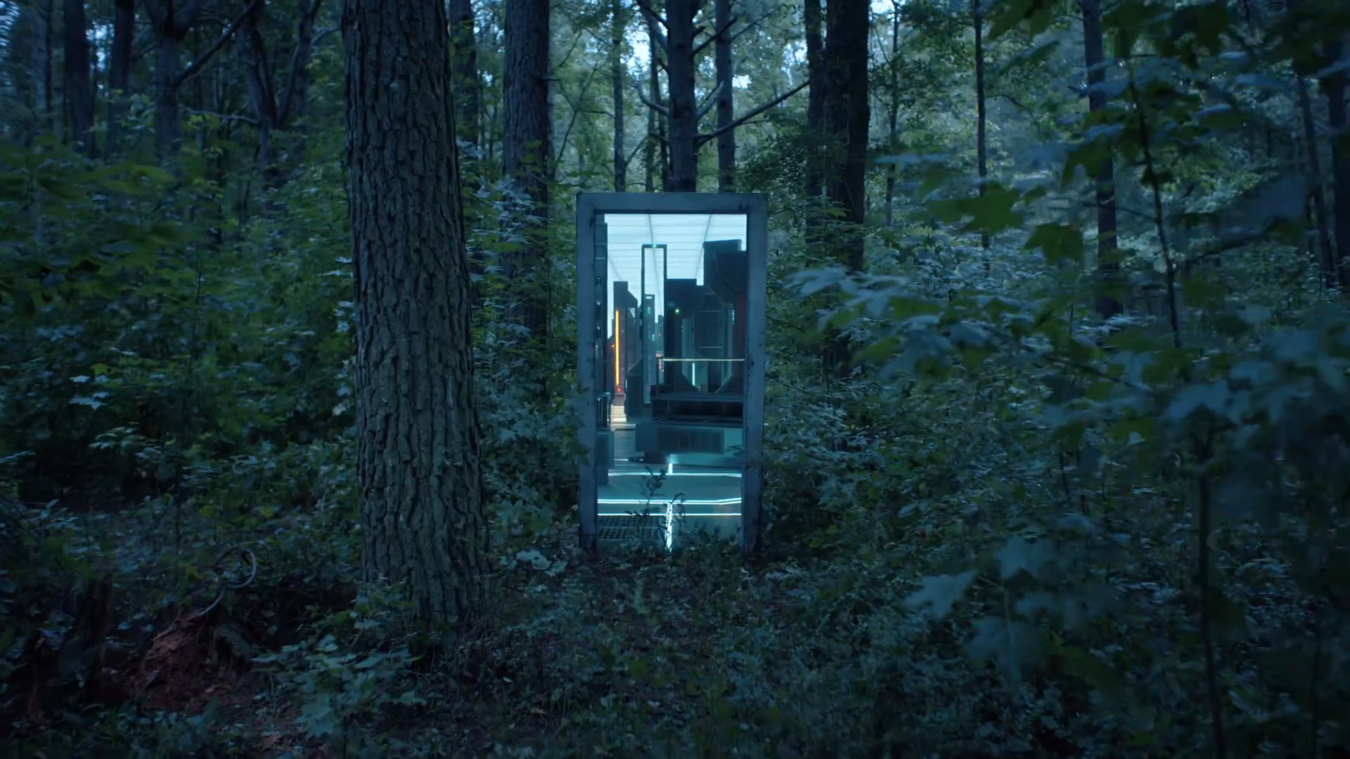 A door opening to the quantum exhortal chamber in the middle of a forest in peacekeeper season 2 paragraph 4