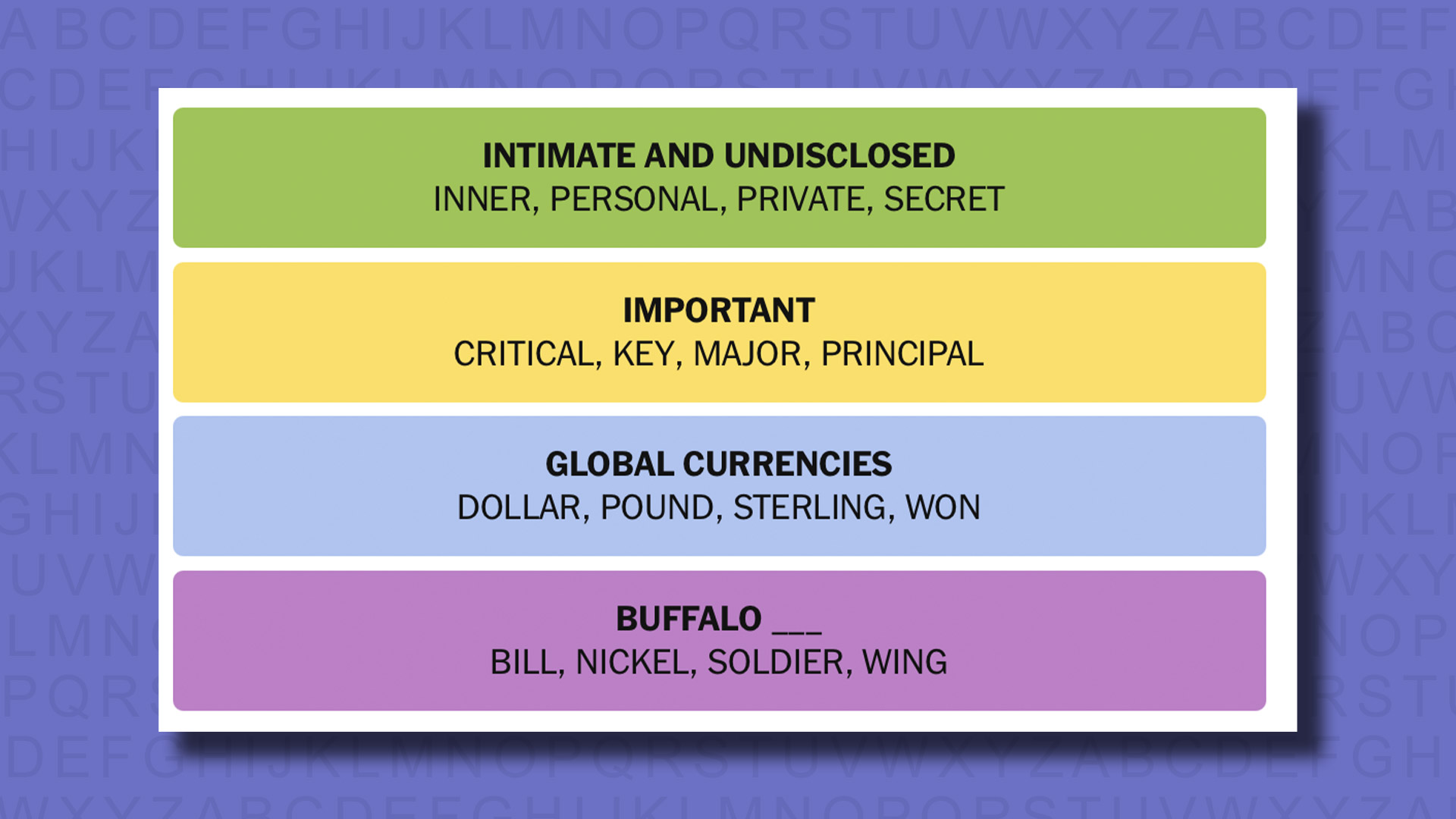 New -Connections Reply to Games 825 on a purple background