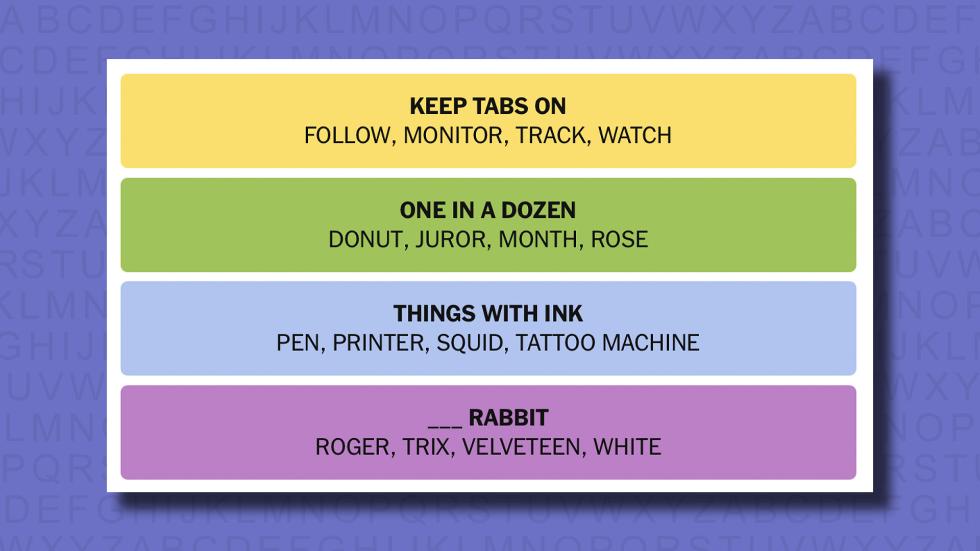 New -Connections Reply to Games 828 on a purple background