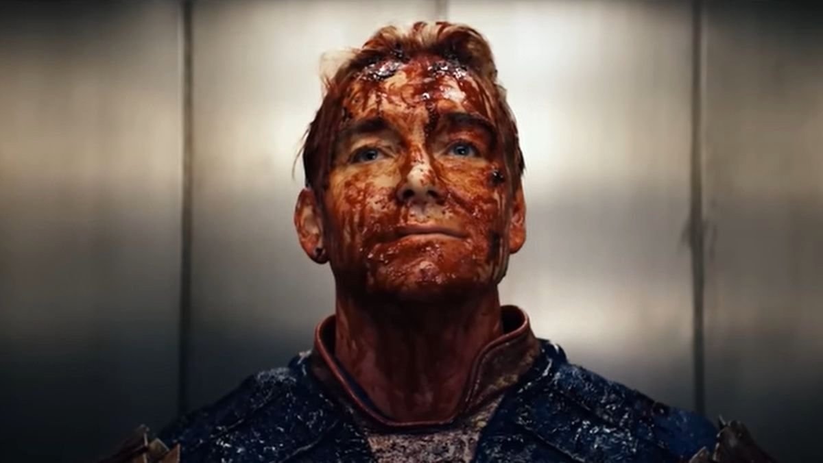 Homelander stands in an elevator covered with blood in the boy's season 4 section 4