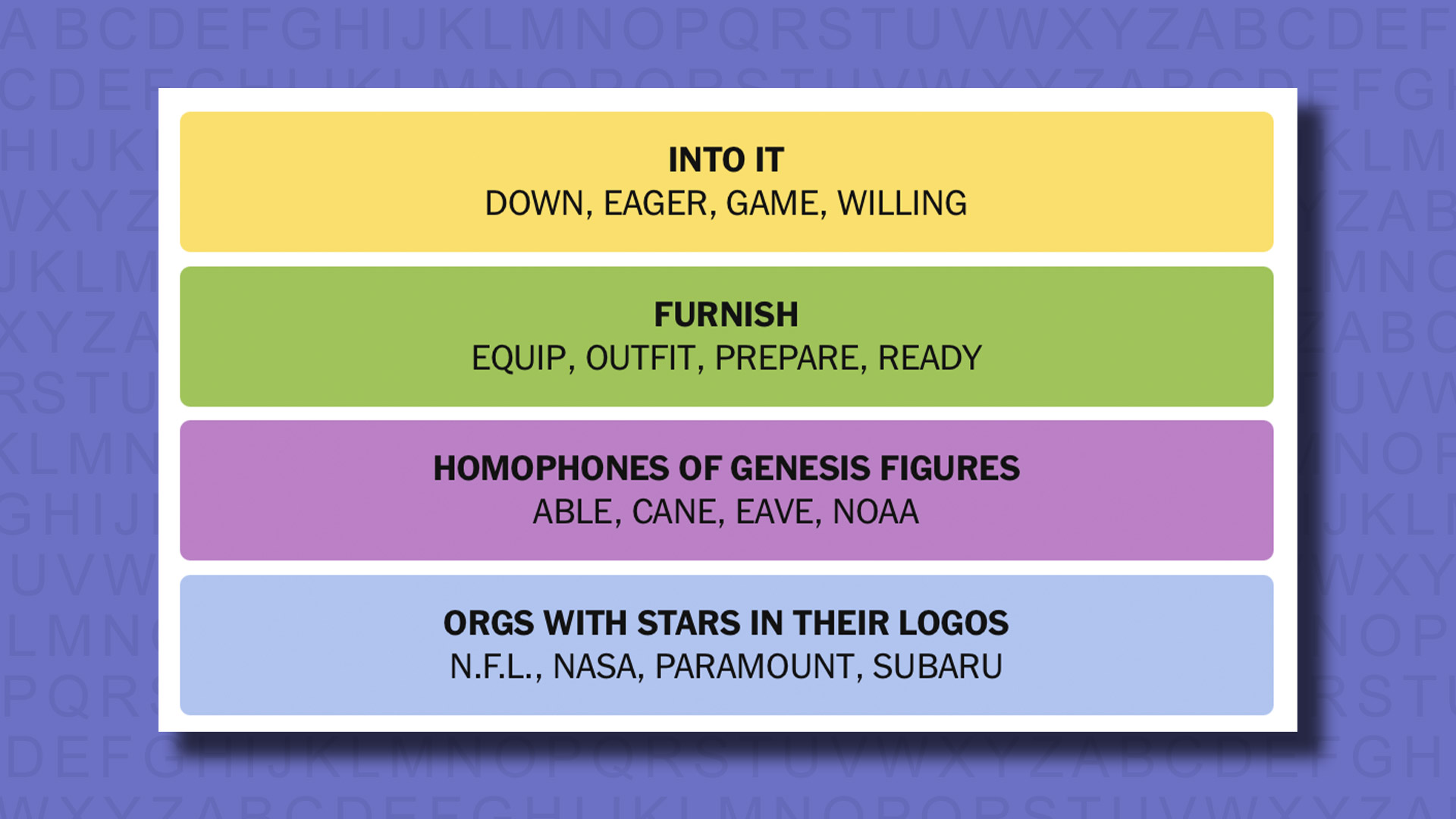 New -Connections Reply to Games 830 on a purple background