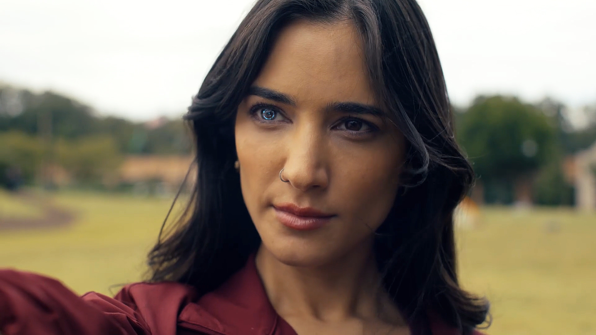 Sasha Bordeaux with its Robotic Right Eye Enabled in Peacemaker Season 2 Section 5