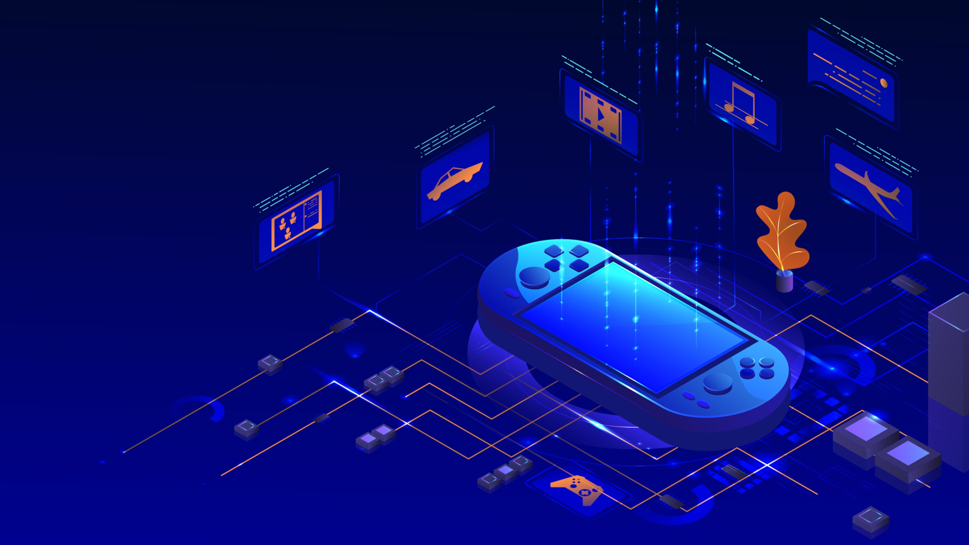 Vector isometric illustration of a handheld game console