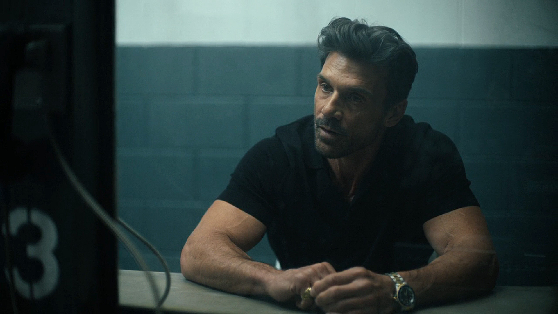 Rick flag SR looks a little stressed in a prison visit space in Peacemaker season 2 section 6