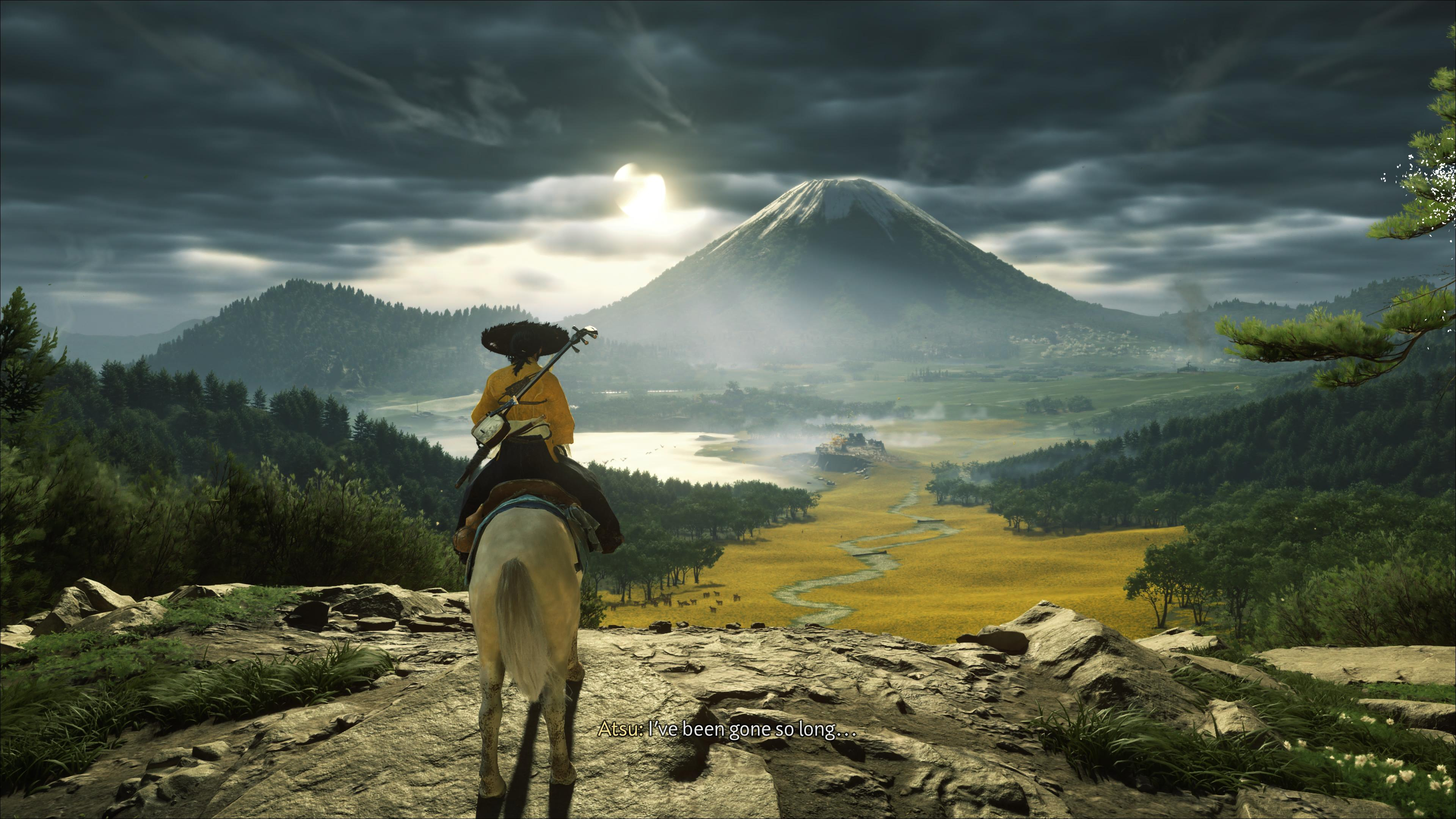 A screen shot of the landscape of Ghost of Yotei