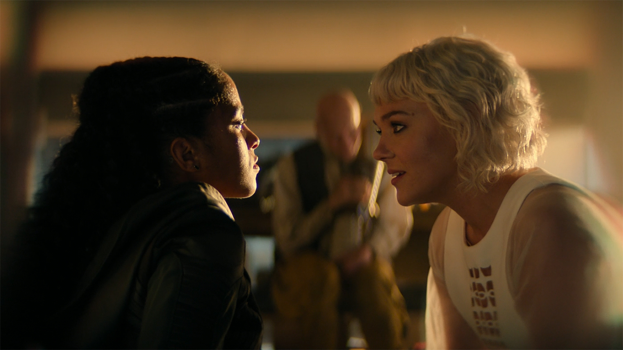 Gaal and Bayta sit face to face in Foundation season 3 section 10