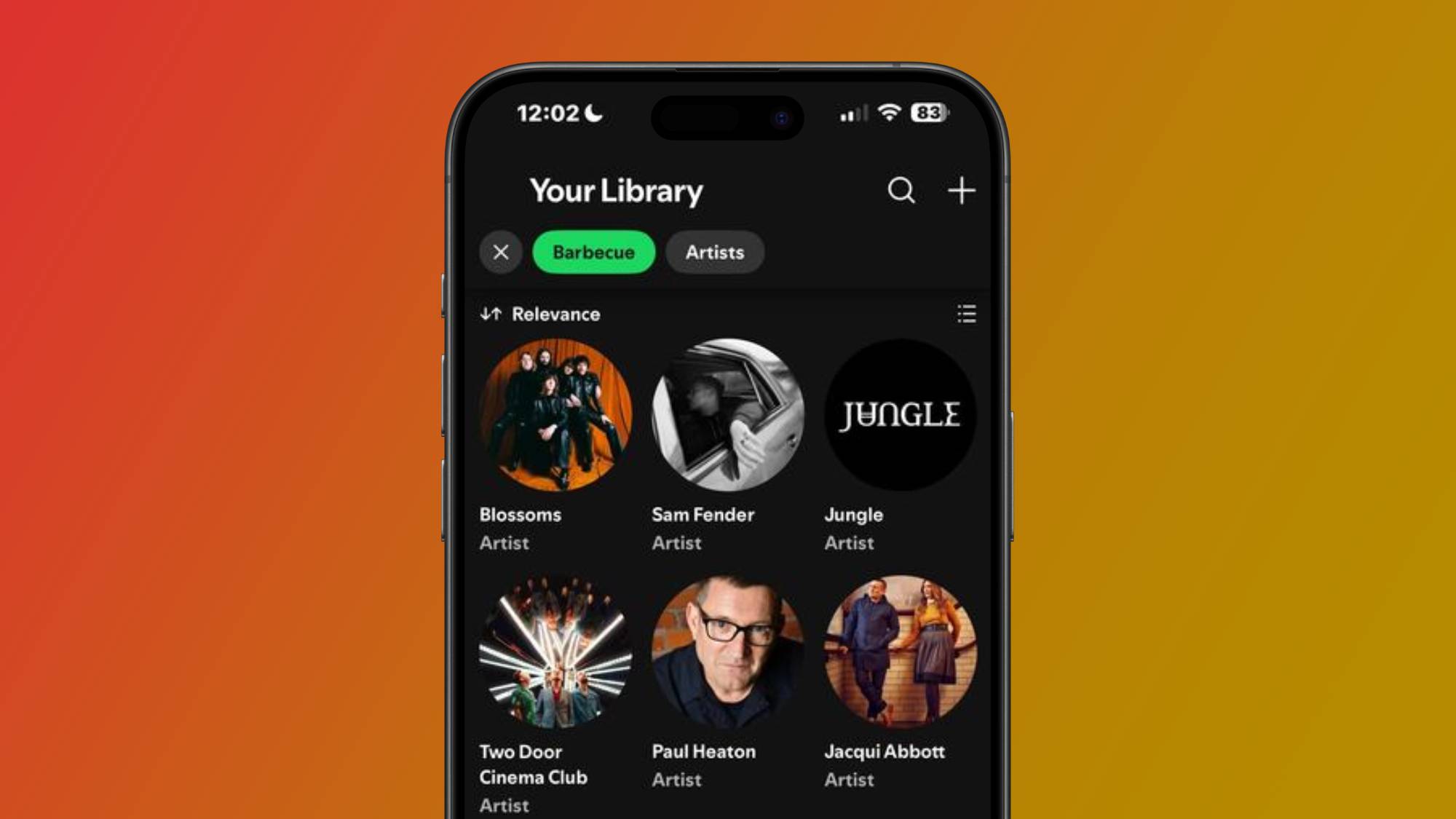 A picture of 'Grill' preset in Spotify 's new smart filters -The feature