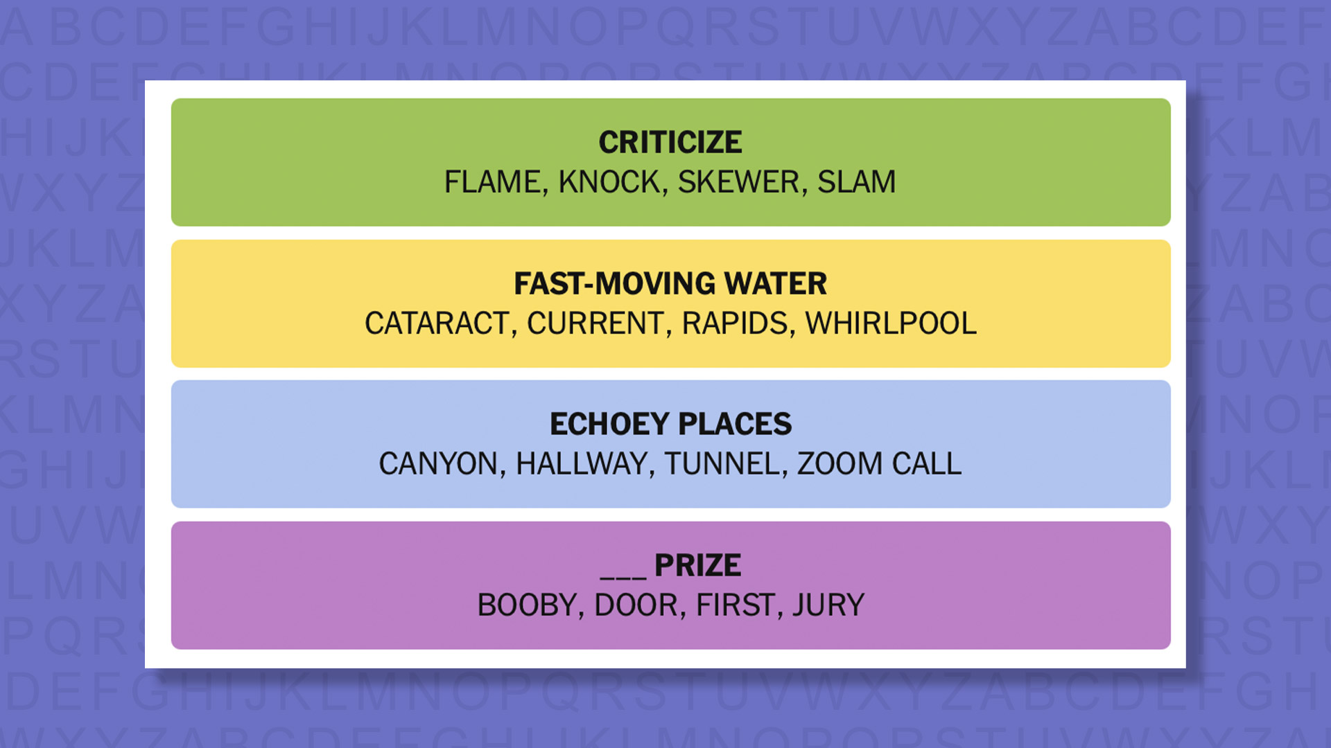 New -Connections Reply to Games 843 on a purple background