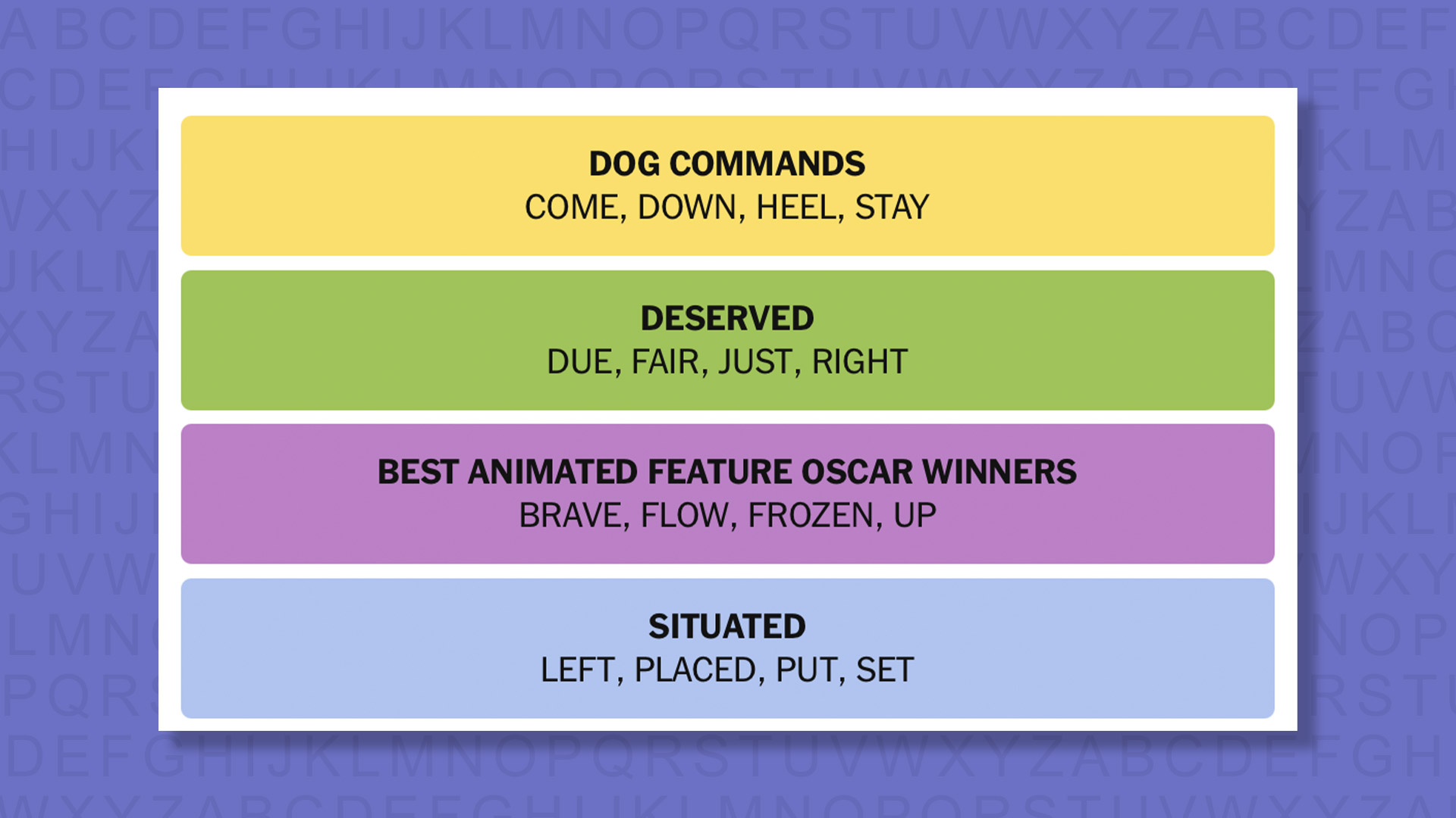 New -Connections Reply to Games 844 on a Purple Background