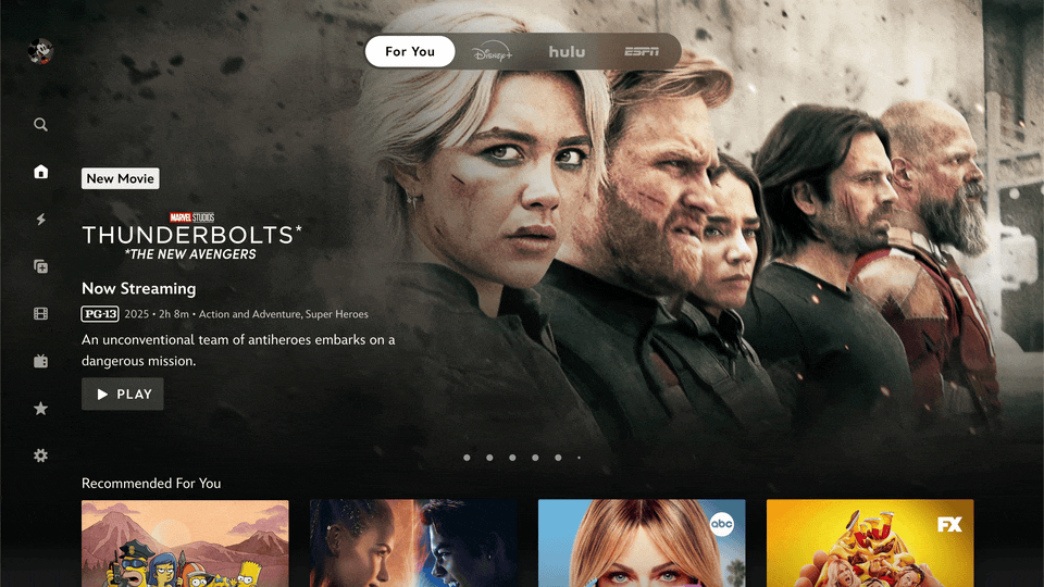 A screen showing the Disney+ interface