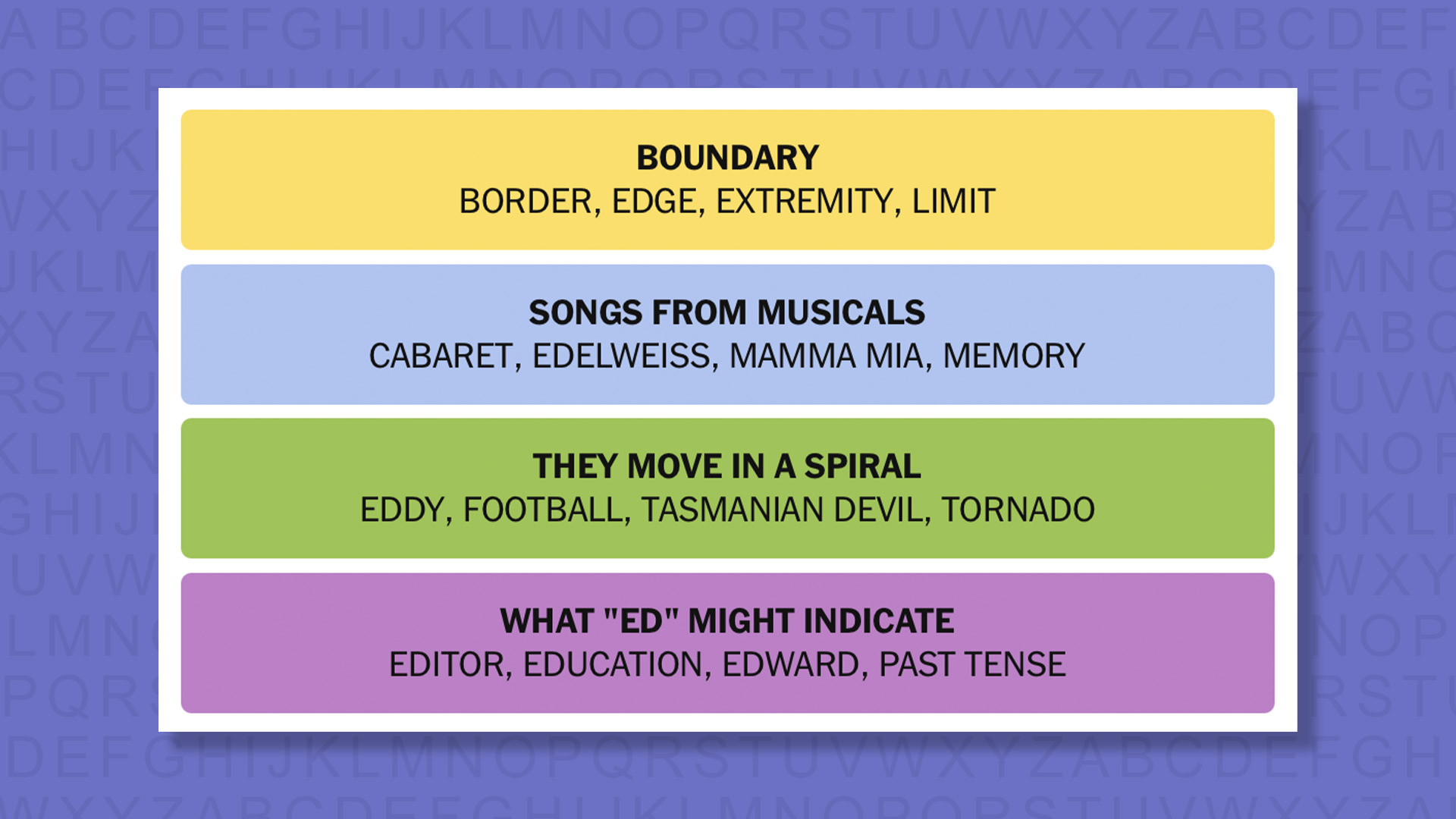 New -Connections Reply to Games 845 on a purple background