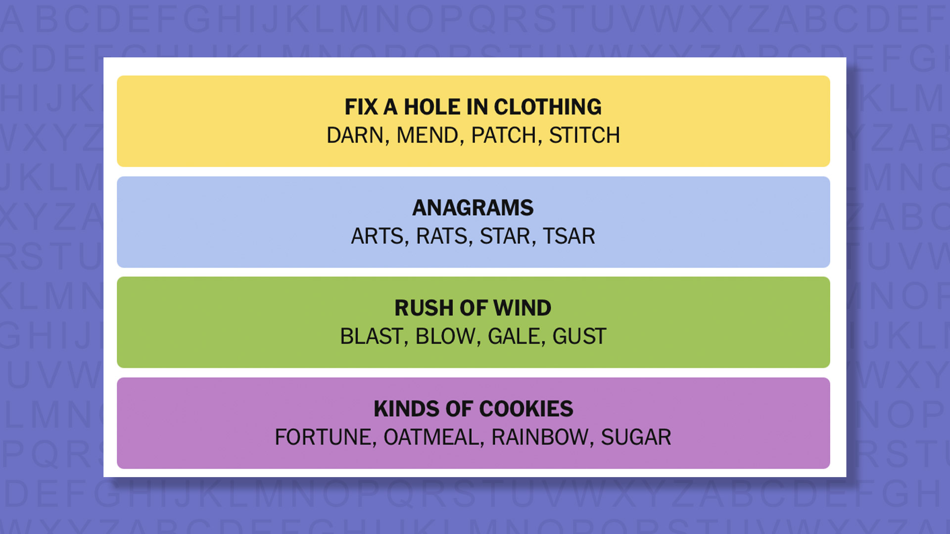 New -Connections Reply to Games 846 on a purple background