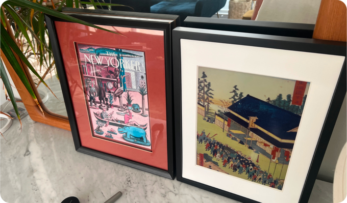 A pile of smart picture frames