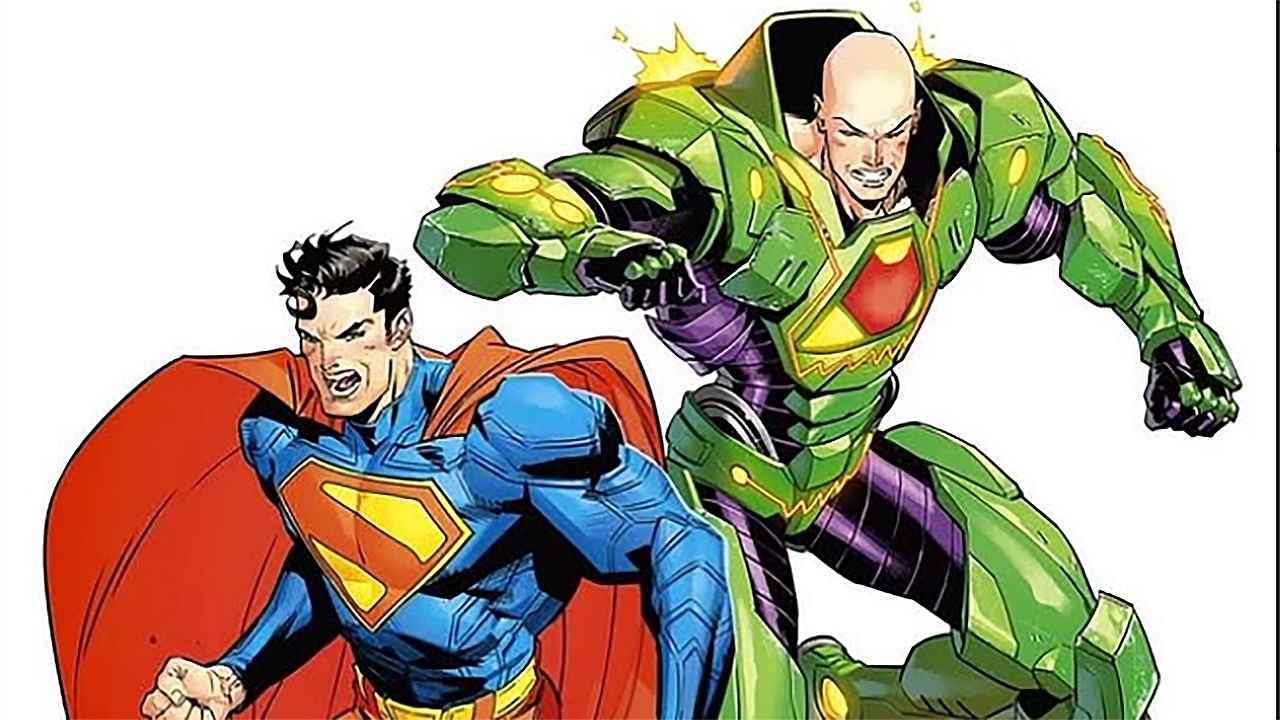 A Jorge Jimenez -Colored Drawing by Superman and Lex Luthor wearing his power armor