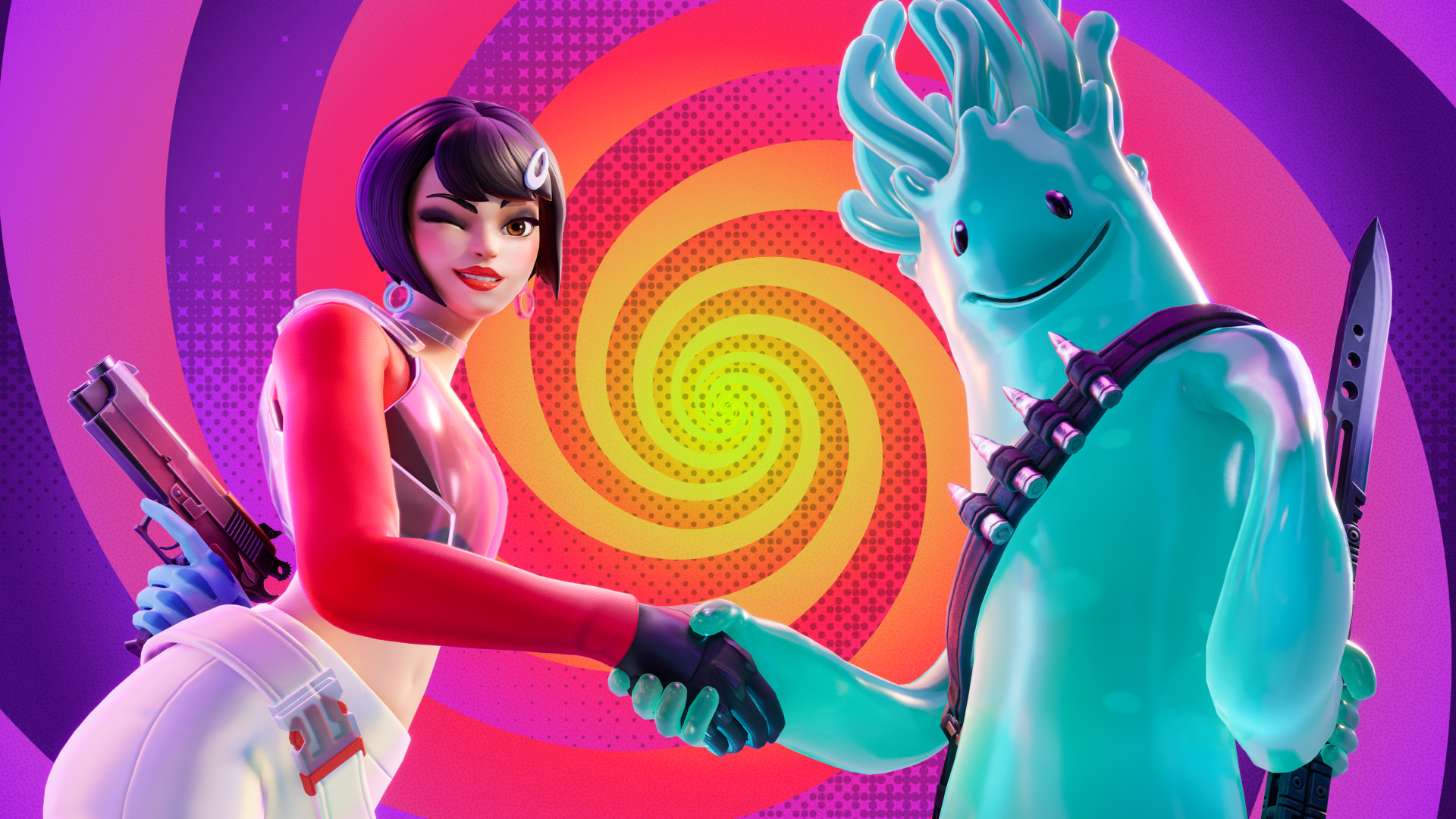 Two Fortnite -sign shaking hands